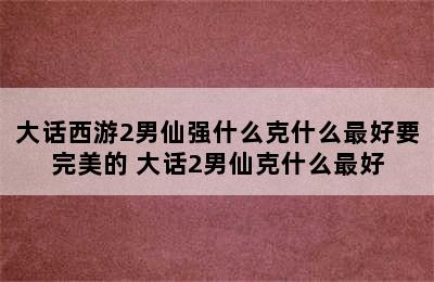 大话西游2男仙强什么克什么最好要完美的 大话2男仙克什么最好